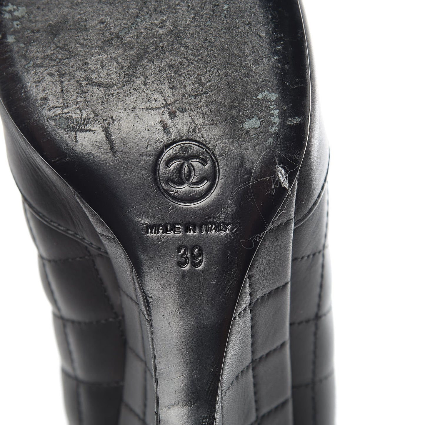 Lambskin Patent Quilted Wedge Ankle Boots 39 Black