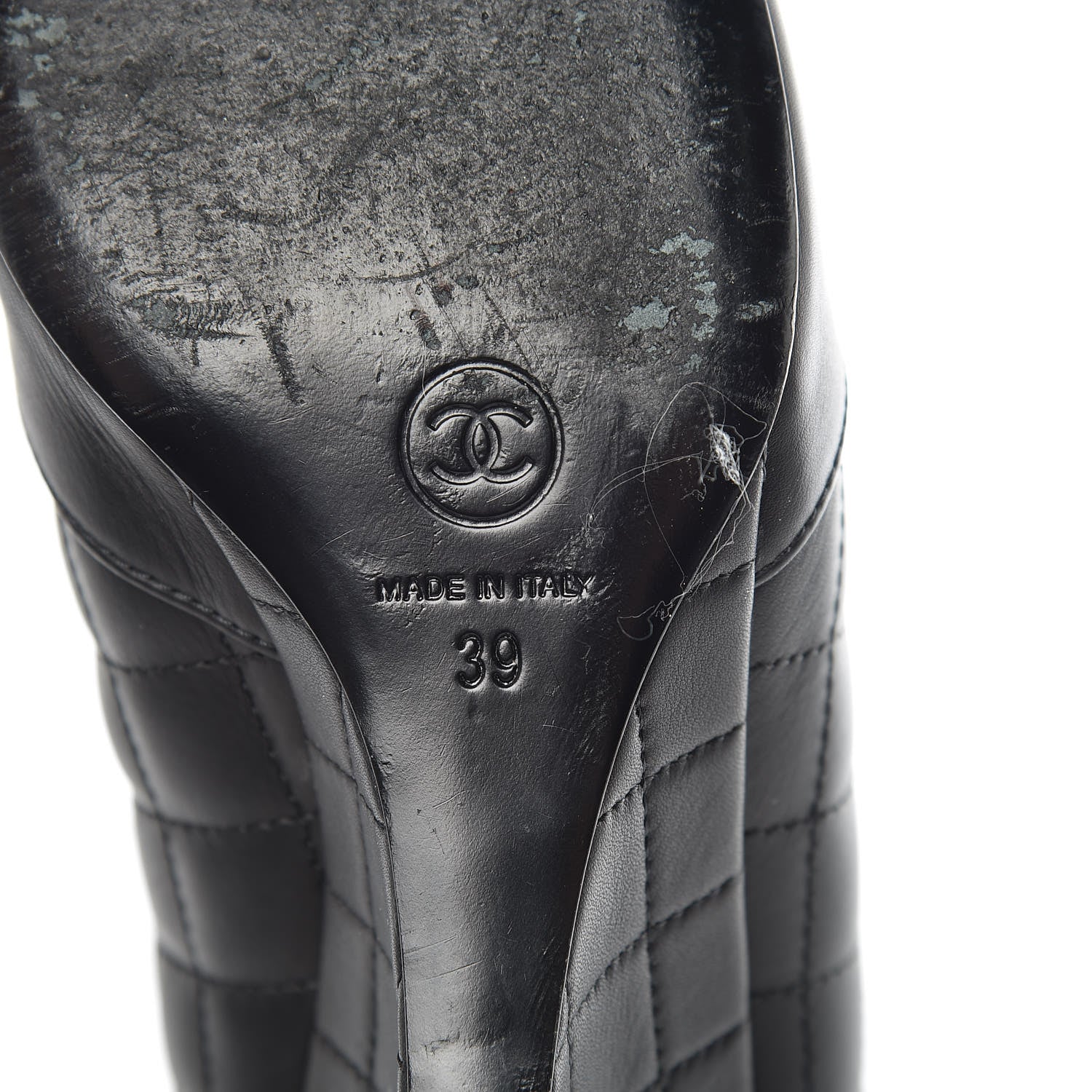 Chanel Lambskin Patent Quilted Wedge Ankle Boots 39 Black 8 of 14