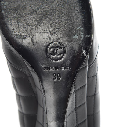 Chanel Lambskin Patent Quilted Wedge Ankle Boots 39 Black 8 of 14