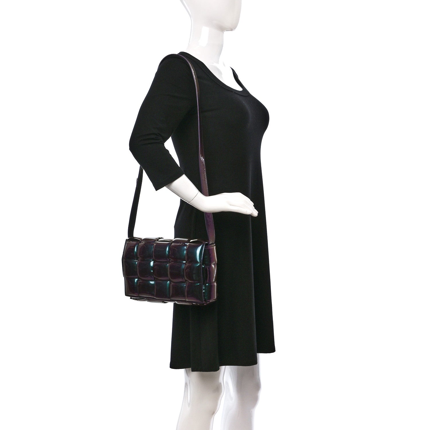 Bottega Veneta Glossy Nail Polish Nappa Maxi Intreccio Padded Cassette Crossbody Bag Holographic 3 of 11