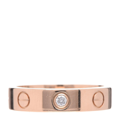 Cartier 18K Pink Gold Diamond 4mm LOVE Ring 48 4.25 1 of 4
