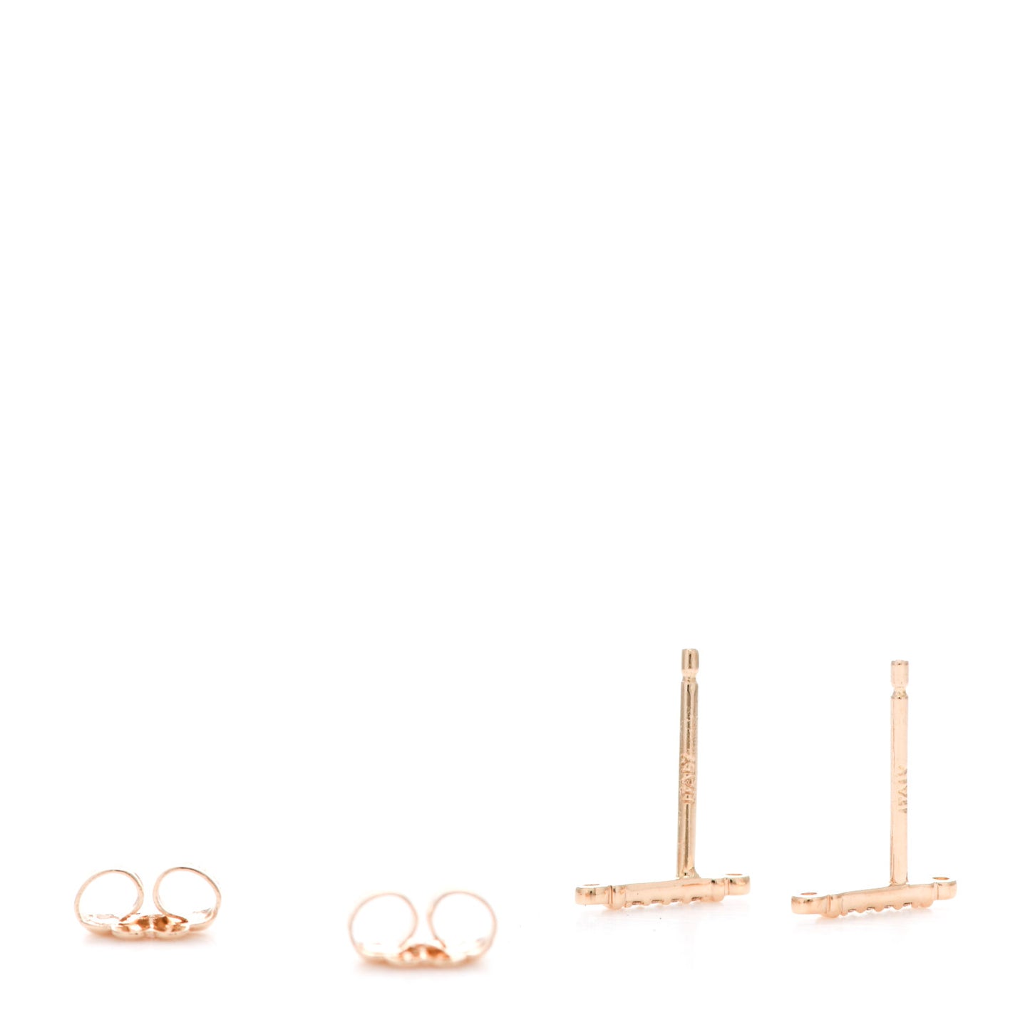 18K Rose Gold Diamond Fleur de Lis Key Bar Earrings
