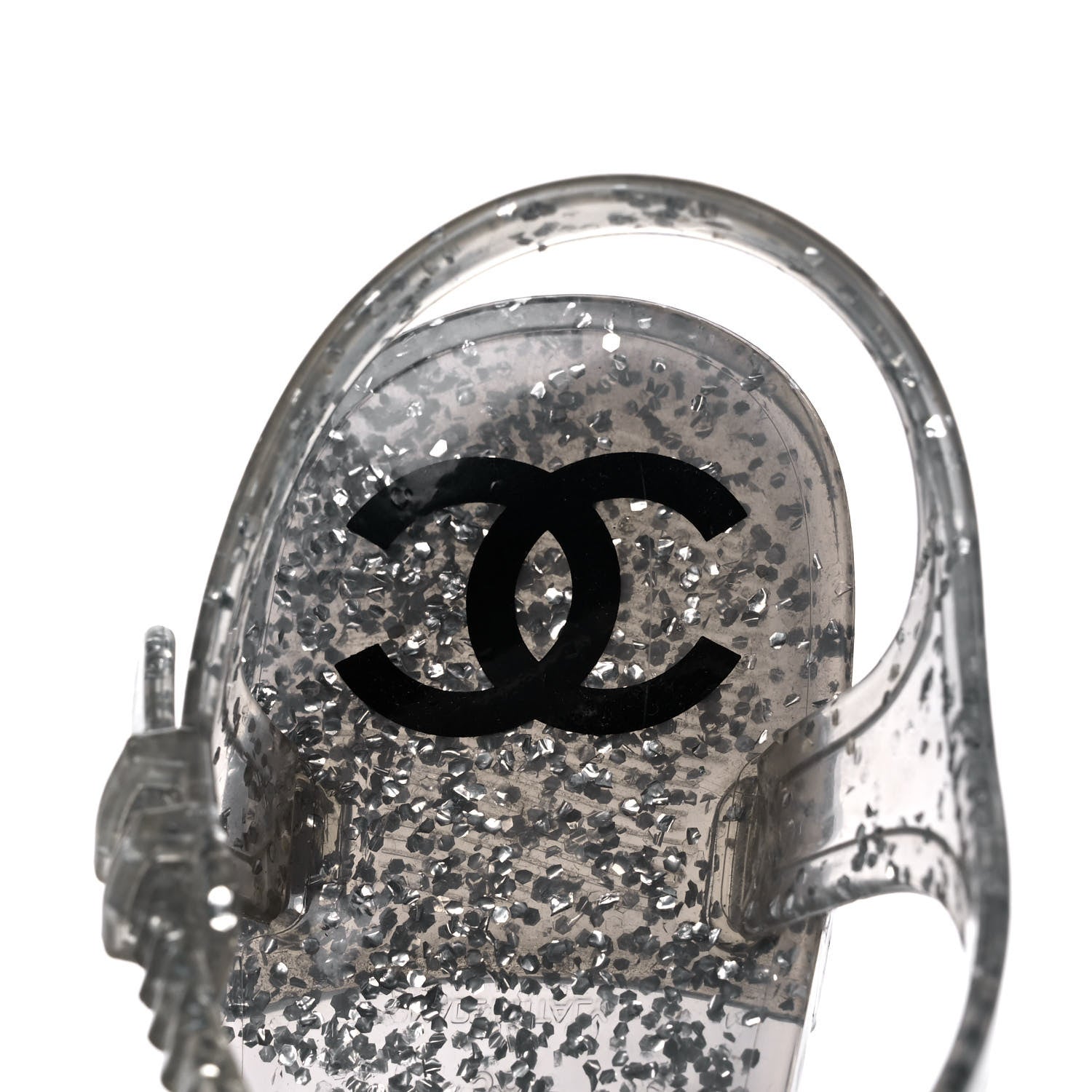 Chanel Jelly Camellia Glitter Thong Sandals 38 Grey 7 of 8