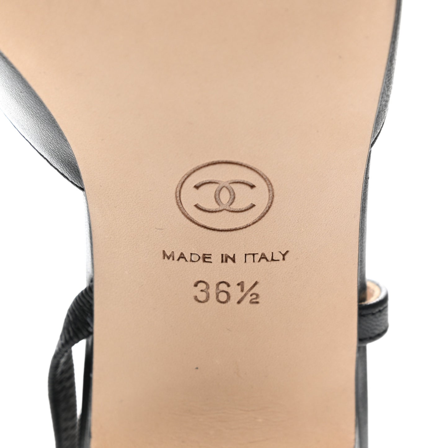 Goatskin Grosgrain Cap Toe CC Slingback Sandals 36.5 Black