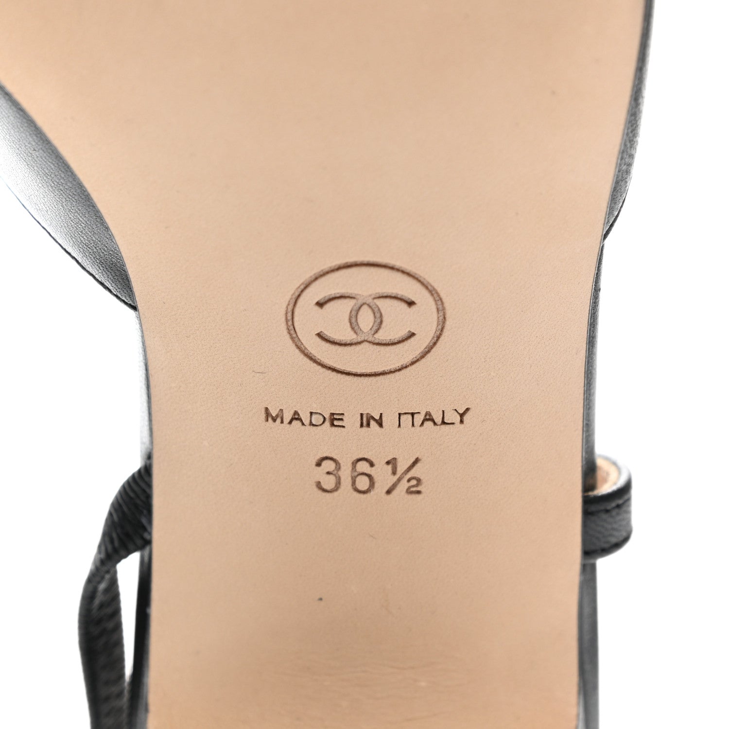 Chanel Goatskin Grosgrain Cap Toe CC Slingback Sandals 36.5 Black 6 of 9