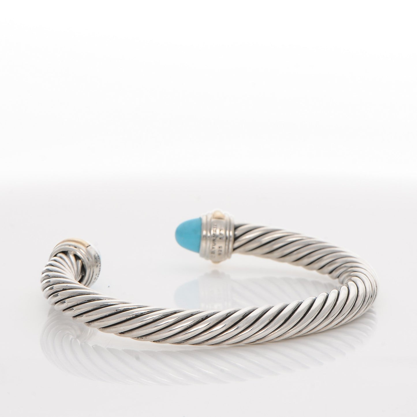 Sterling Silver 14K Yellow Gold Turquoise 7mm Cable Classics Cuff