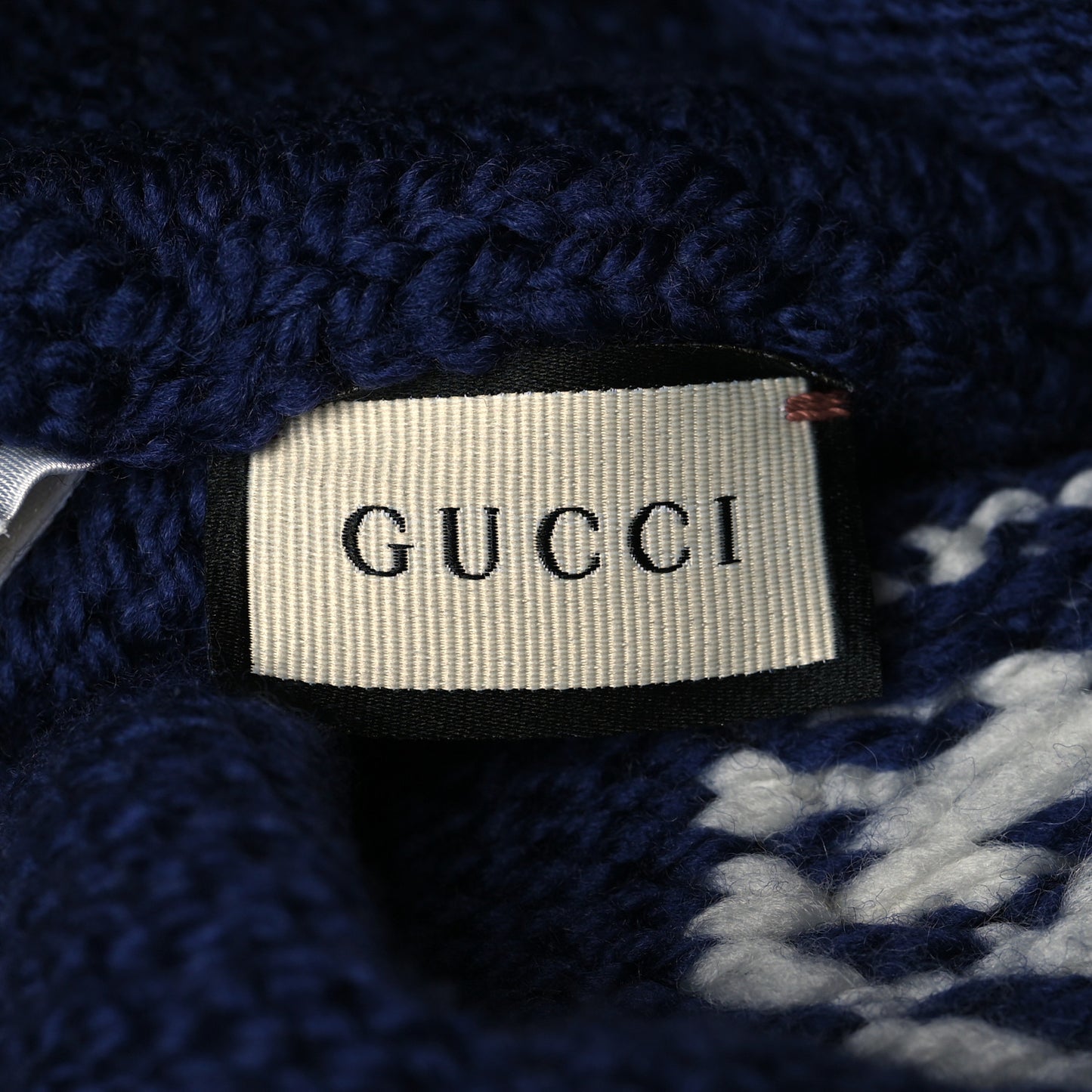 Wool Knit GG Plain Cap Tricot Beanie Hat S Blue