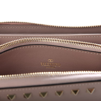Valentino Garavani Calfskin Rockstud Zip Around Wallet Poudre 6 of 7