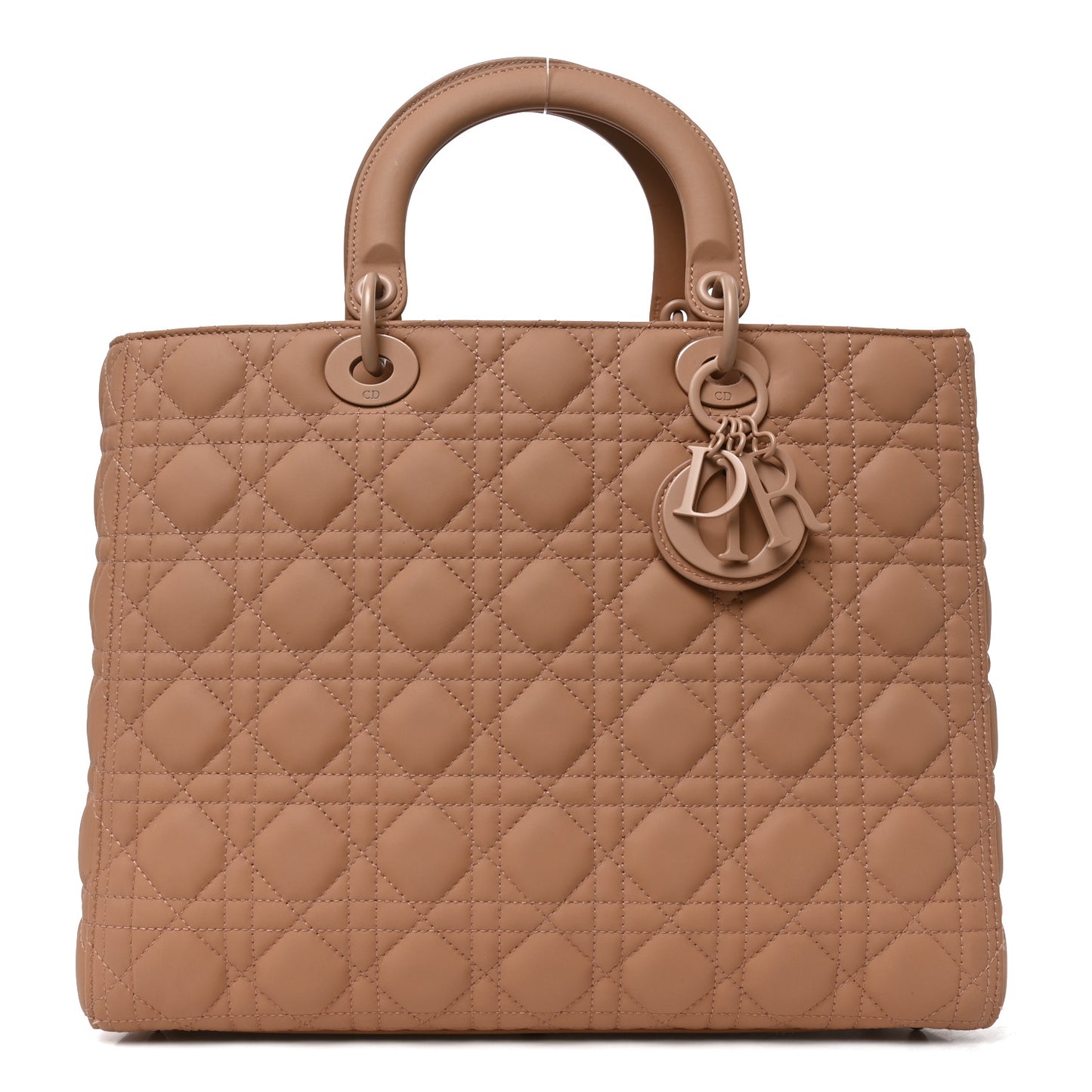 Ultra Matte Calfskin Cannage Large Lady Dior Beige