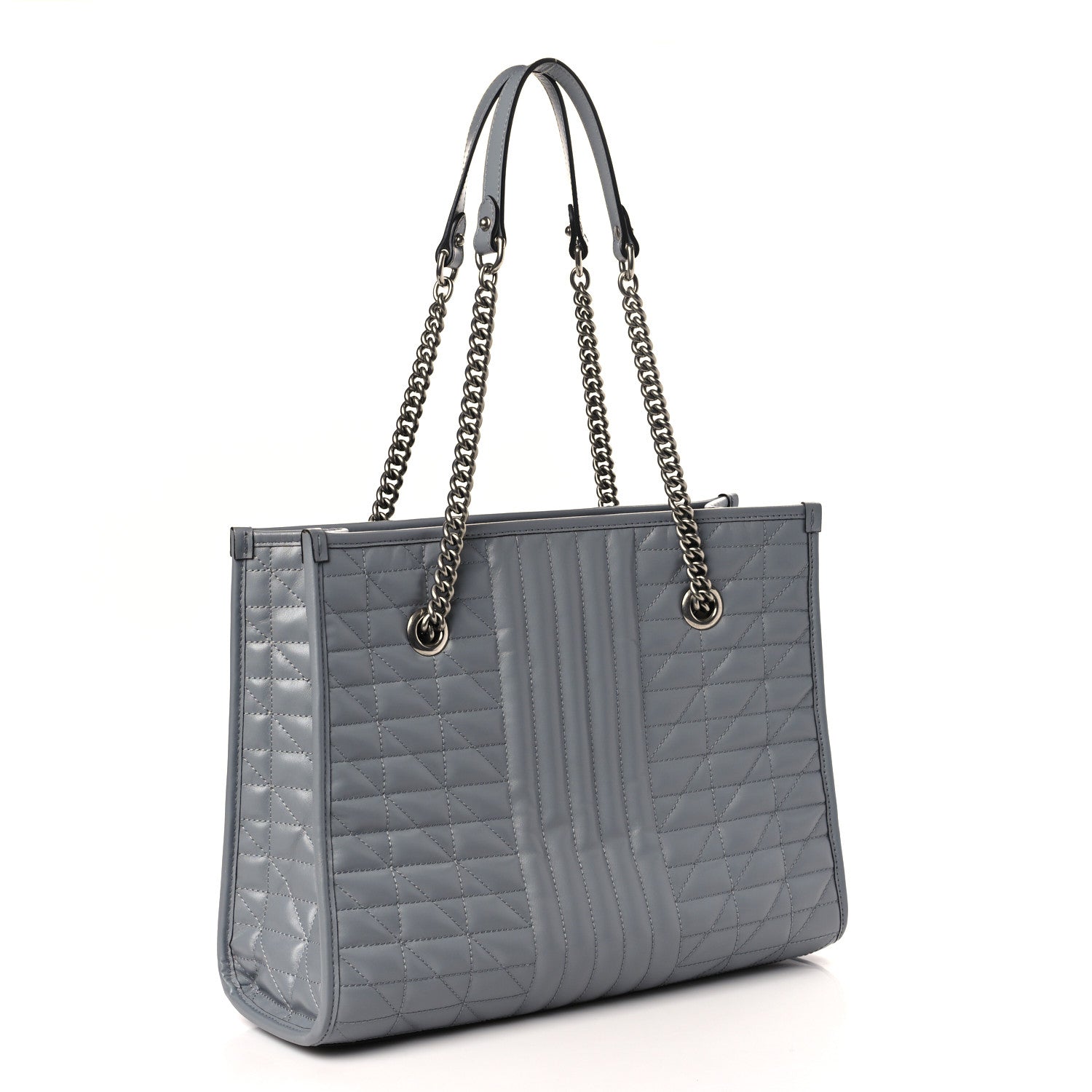 Gucci Calfskin Matelasse Aria Medium GG Marmont Shoulder Tote Deep Grey 3 of 9
