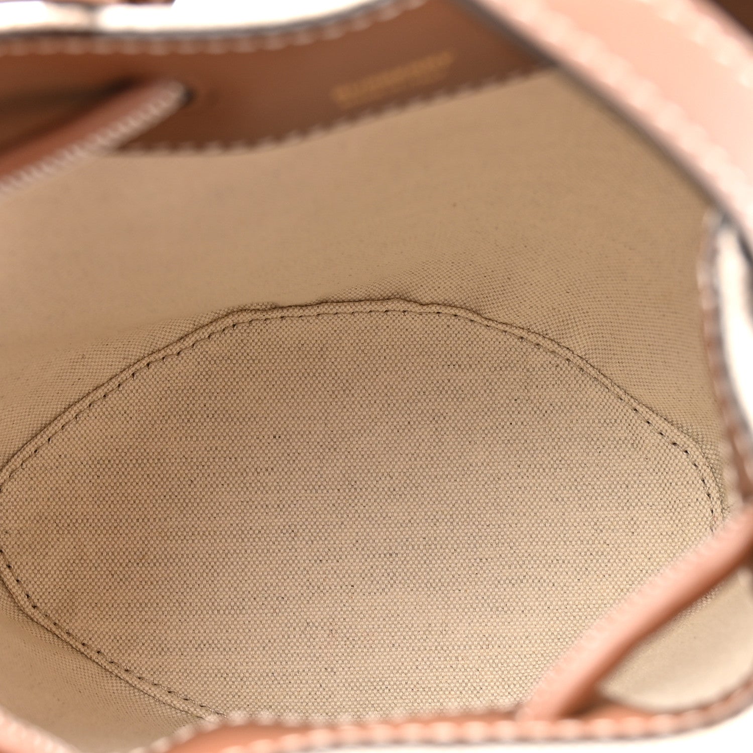 Burberry Canvas Calfskin Mini TB Drawstring Bucket Bag Natural Tan 5 of 10