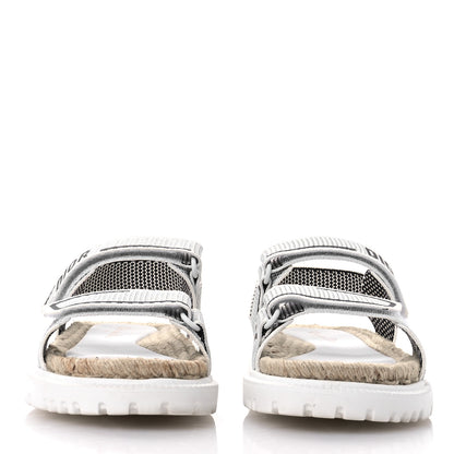 Christian Dior Technical Knit Jute Dioract 10mm Sandals 37 White Black 3 of 9