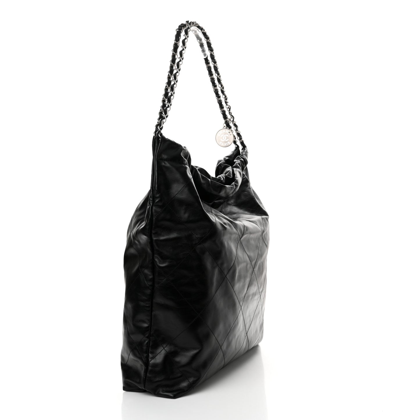 Shiny Calfskin Quilted Large Chanel 22 Black