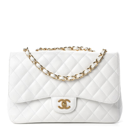 Chanel Caviar Quilted Jumbo Single Flap White 1 of 11