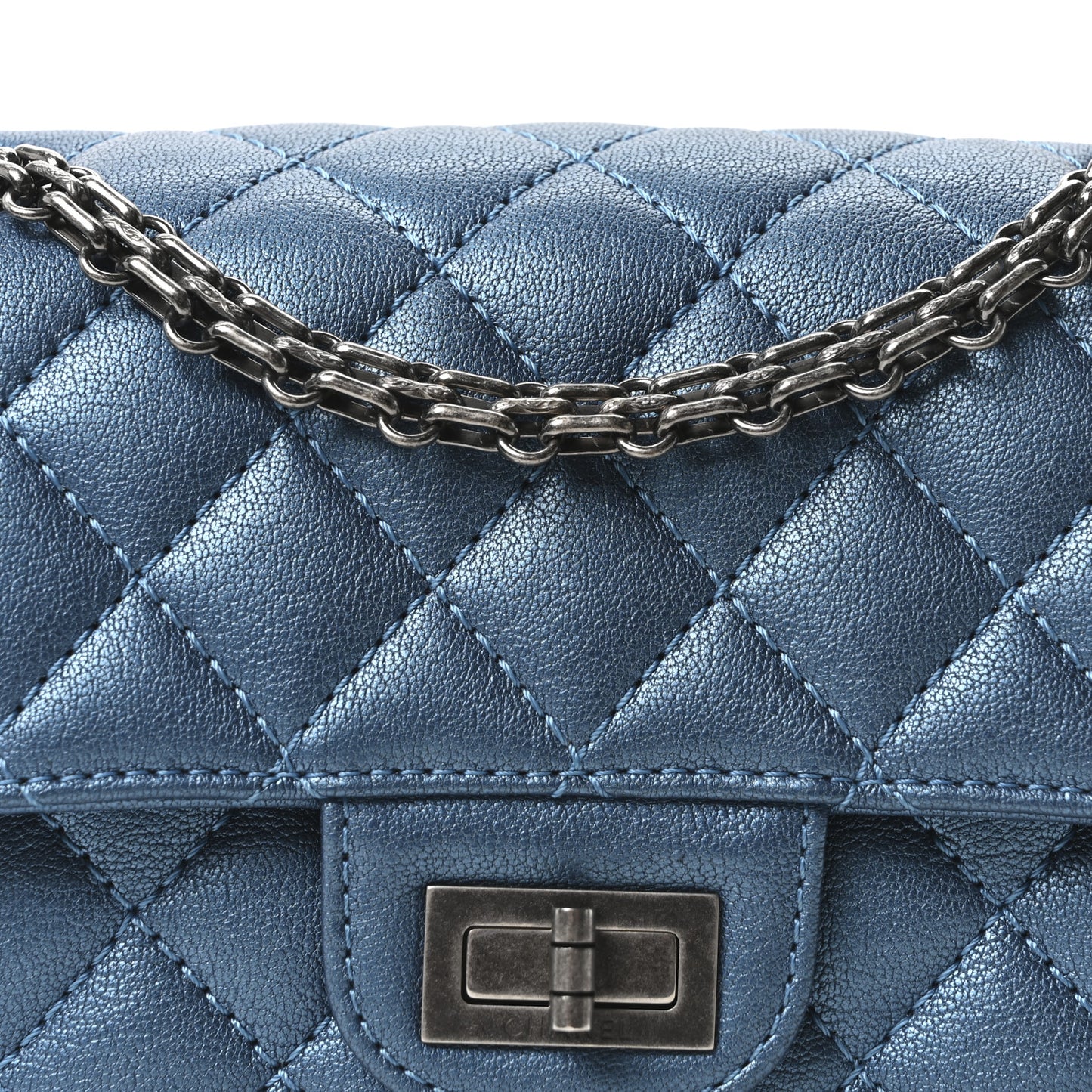 Metallic Sheepskin Quilted 2.55 Reissue Mini Flap Blue