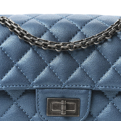 Chanel Metallic Sheepskin Quilted 2.55 Reissue Mini Flap Blue 8 of 10