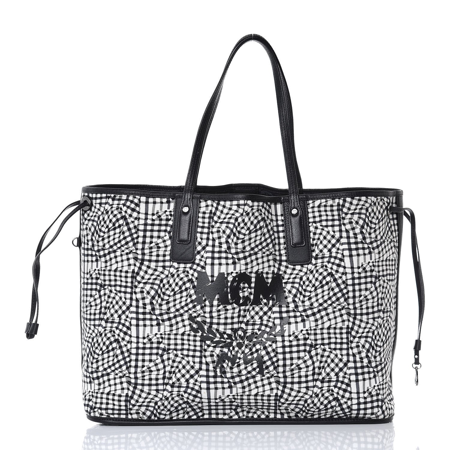 MCM Visetos Large Liz Reversible Shopper Tote Black 4 of 11
