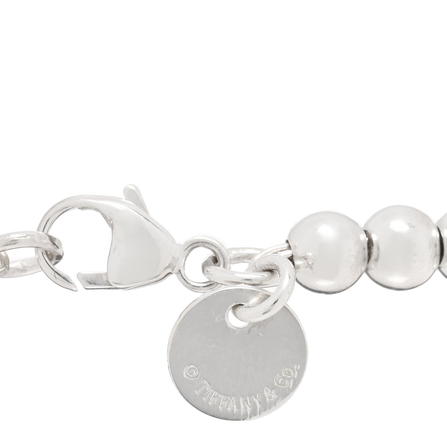 Sterling Silver Enamel 4mm Return To Tiffany Heart Tag Bead Bracelet Pink