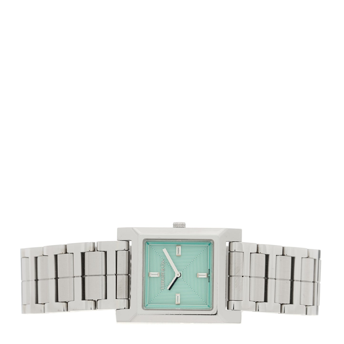 Stainless Steel Diamond 22mm 1837 Makers Square Quartz Watch Tiffany Blue