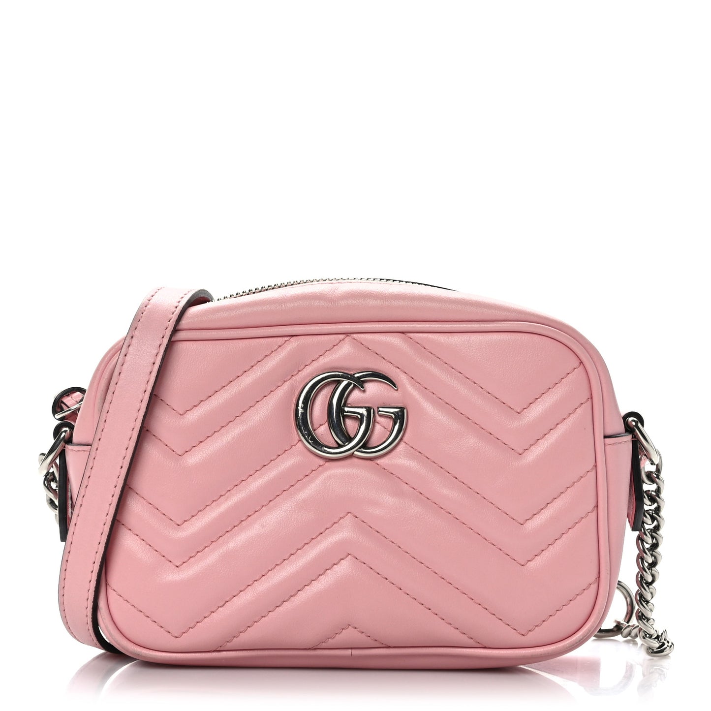 Calfskin Matelasse Mini GG Marmont Chain Shoulder Bag Wild Rose