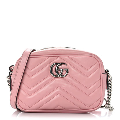 Gucci Calfskin Matelasse Mini GG Marmont Chain Shoulder Bag Wild Rose 1 of 11