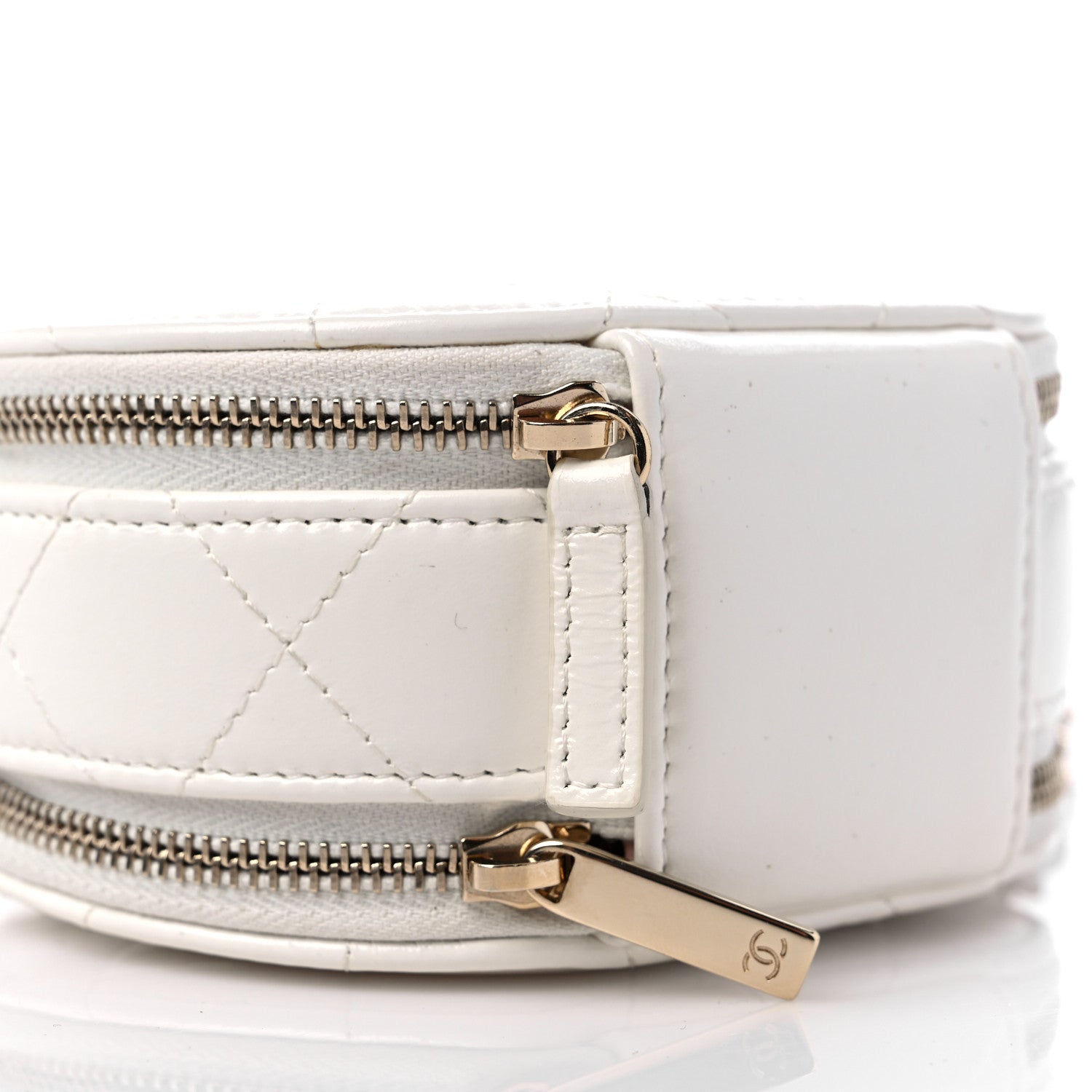 Chanel Lambskin Quilted Round Handle With Care Vanity With Chain White 9 of 10