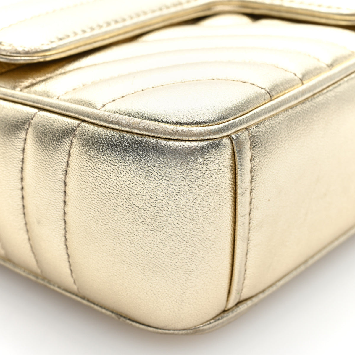 Prada Metallic Nappa Impunture Diagramme Medium Chain Flap Shoulder Bag  Gold 8 of 9