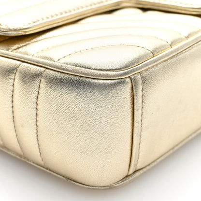 Prada Metallic Nappa Impunture Diagramme Medium Chain Flap Shoulder Bag  Gold 8 of 9