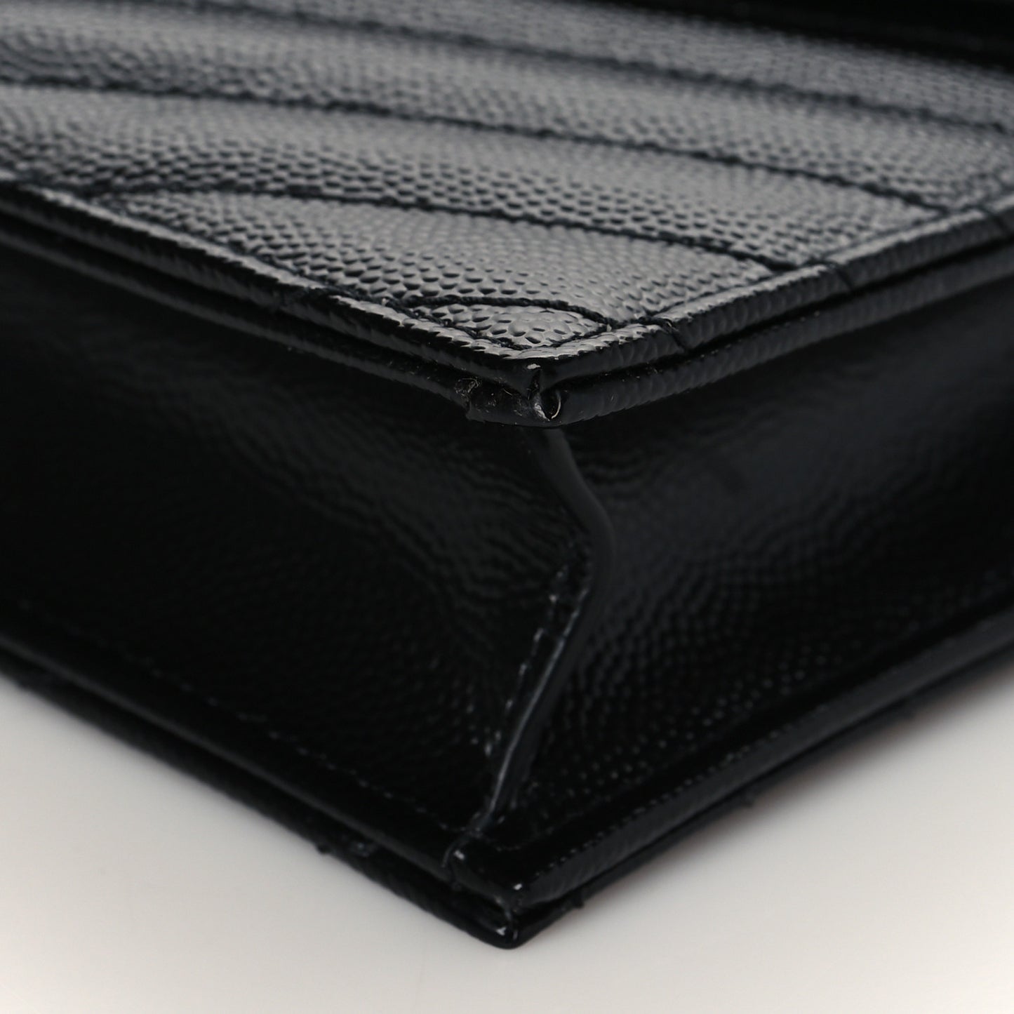 Grain De Poudre Matelasse Chevron Monogram Envelope Chain Wallet Black