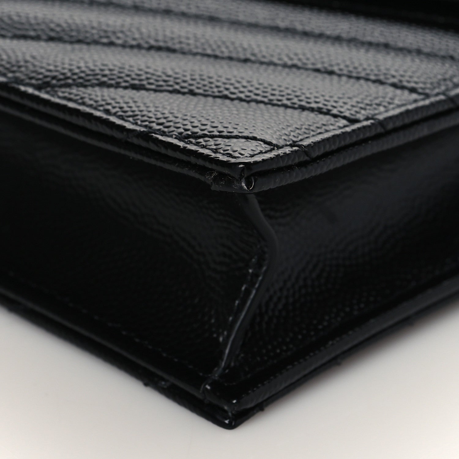 Saint Laurent Grain De Poudre Matelasse Chevron Monogram Envelope Chain Wallet Black 8 of 8