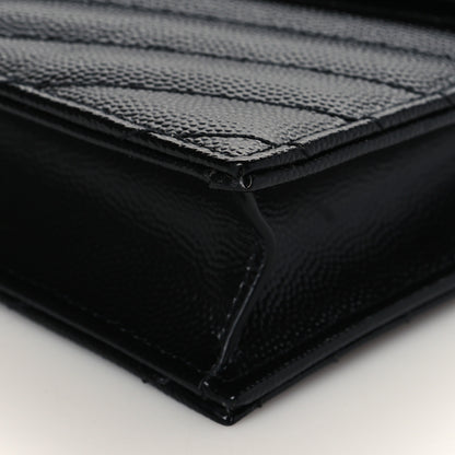 Saint Laurent Grain De Poudre Matelasse Chevron Monogram Envelope Chain Wallet Black 8 of 8