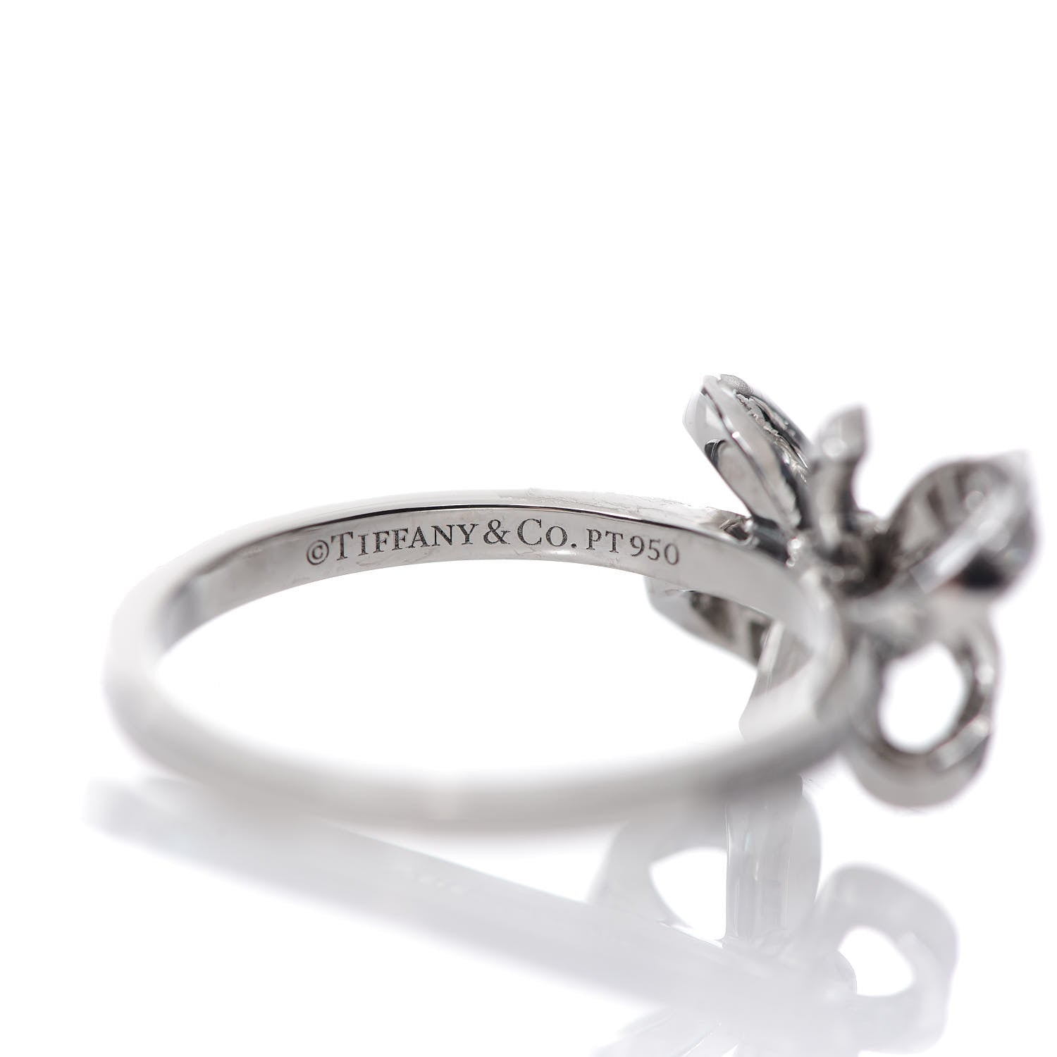 Tiffany Platinum Diamond .20ct Double Bow Ring 52 6 5 of 6