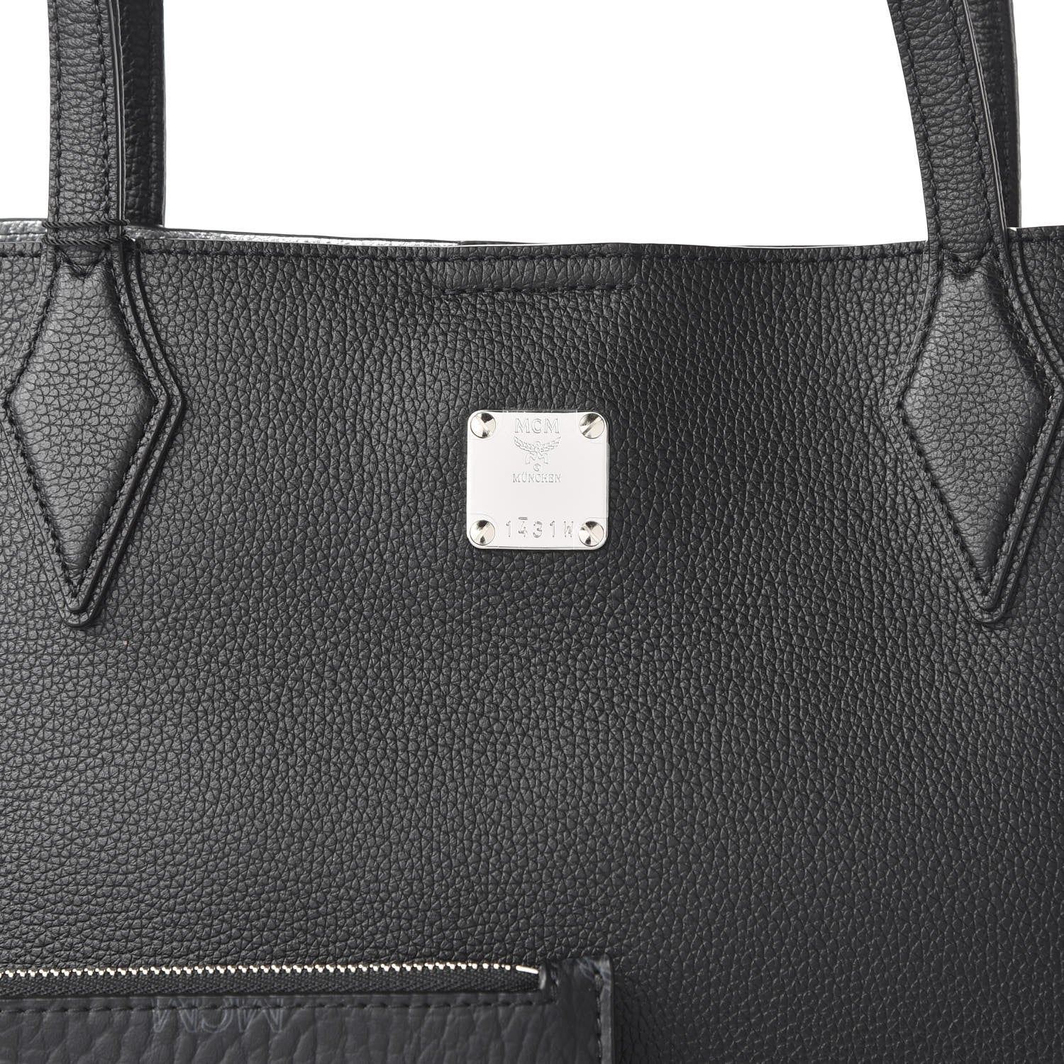MCM Grained Calfskin Medium Yris Shopper Tote Black 9 of 9