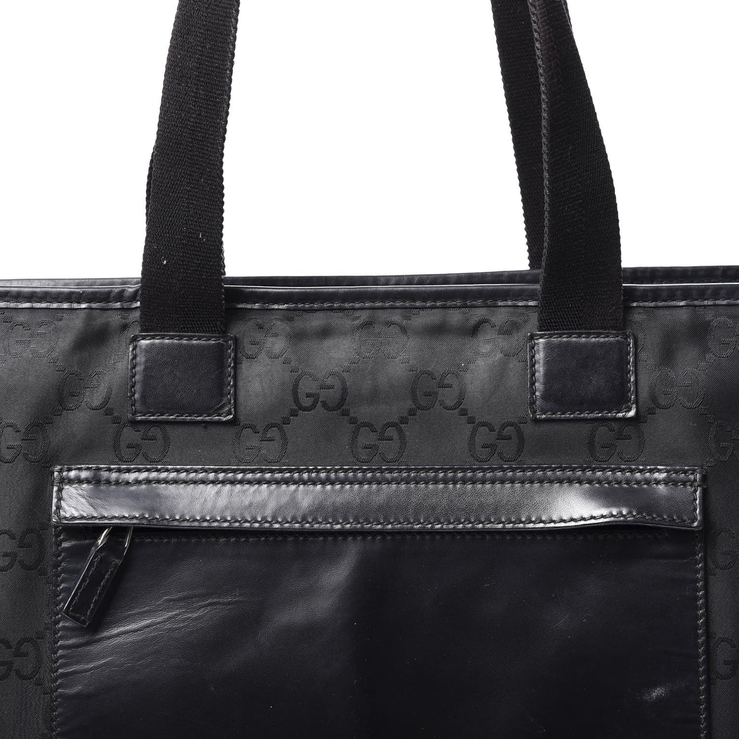 Nylon Monogram Calfskin Large Tote Bag Black