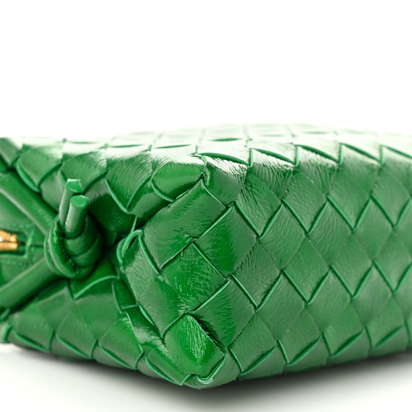 Patent Nappa Intrecciato Mini Loop Camera Bag Green