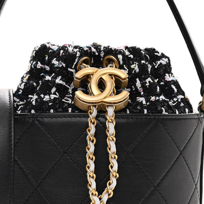 Chanel Calfskin Tweed Small CC Chain Bucket Drawstring Bag Black Multicolor 8 of 10