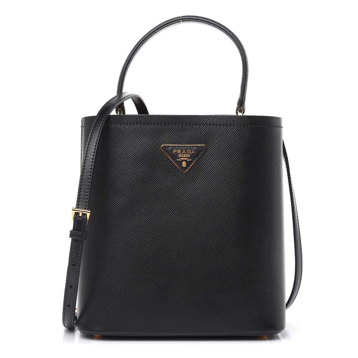 Saffiano Cuir Medium Panier Bucket Bag Black Fuoco