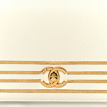 Chanel Grained Calfskin Embroidered Captain Gold Clutch White 8 of 10