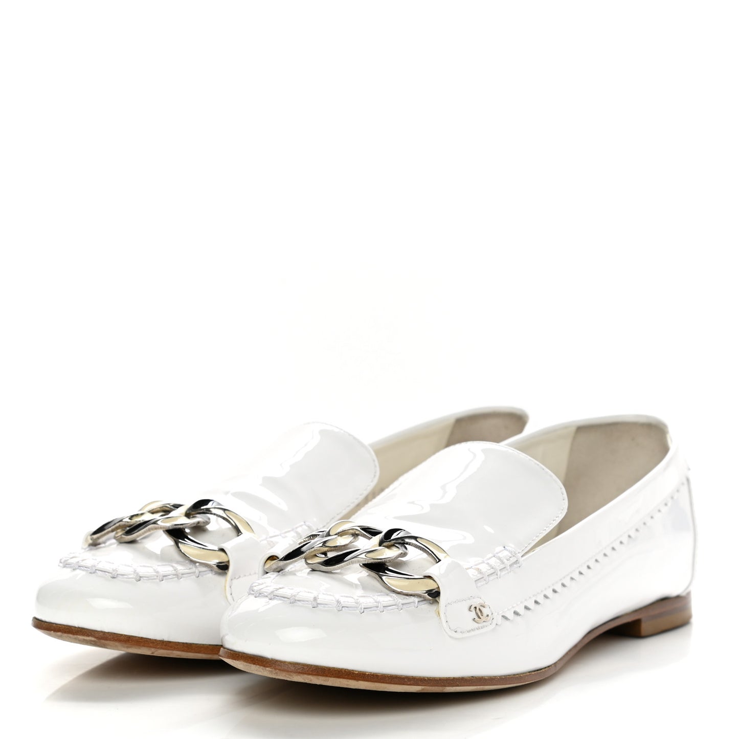 Patent CC Mocassin Loafers 38 White