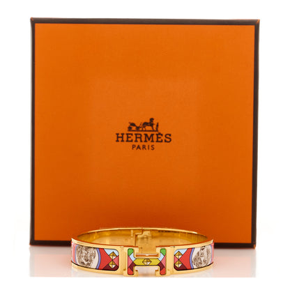 Hermes Enamel Printed Colliers et Chiens Narrow Clic Clac H Bracelet GM 5 of 5