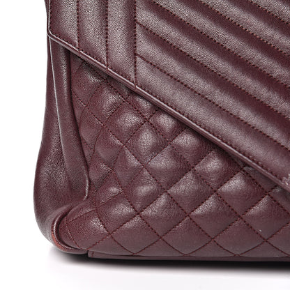 Saint Laurent Calfskin Mixed Matelasse Triquilt Large Monogram Envelope Satchel Bordeaux 24 of 34