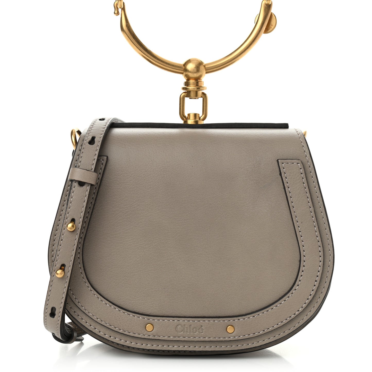 Calfskin Suede Small Nile Bracelet Bag Motty Grey