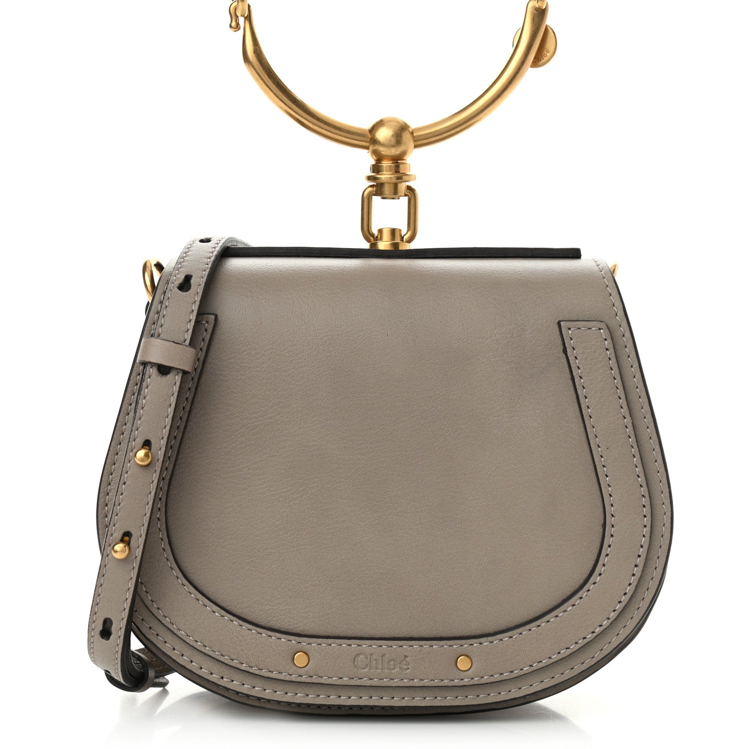 Chloe Calfskin Suede Small Nile Bracelet Bag Motty Grey 8 of 10