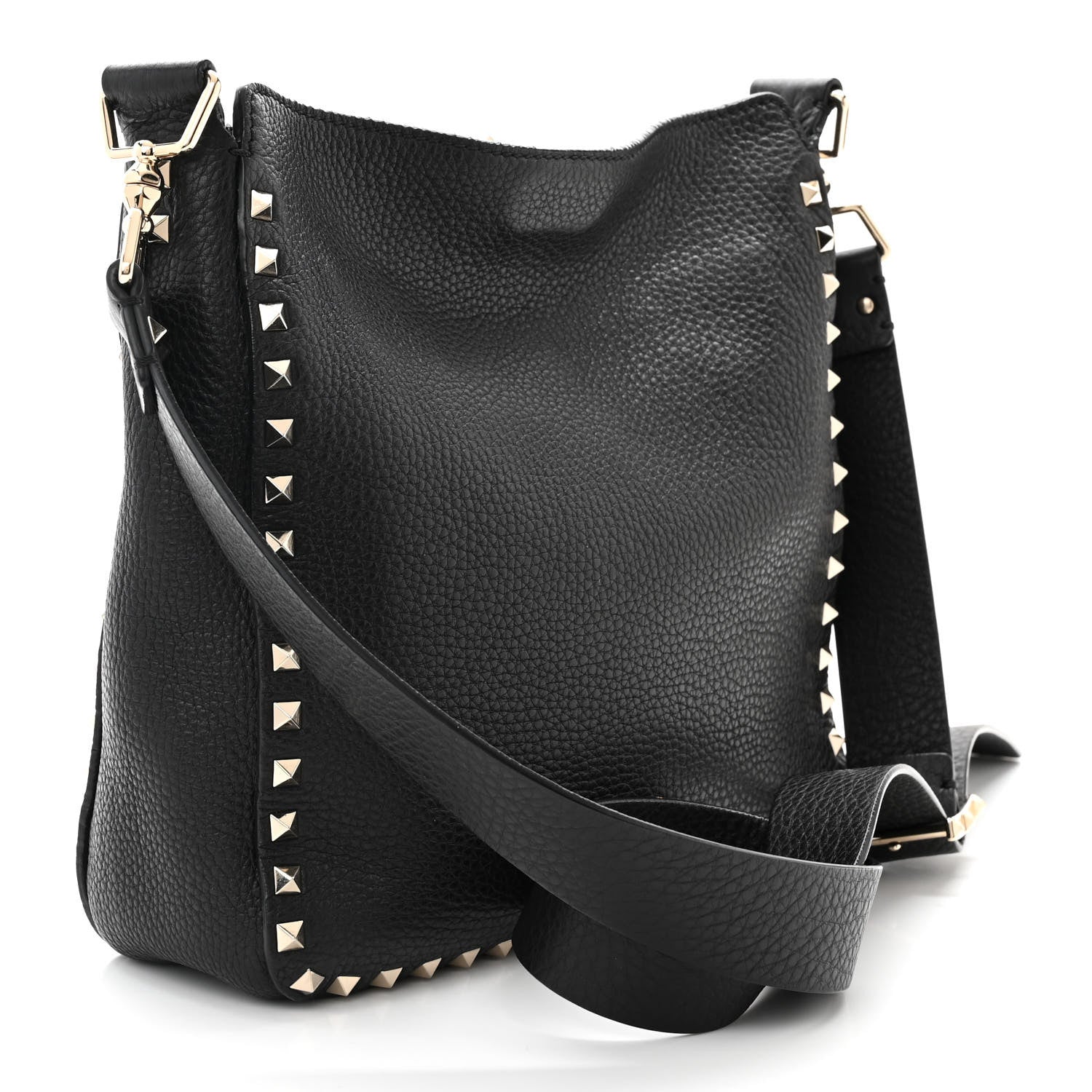 Valentino Garavani Pebbled Calfskin Small Rockstud Flip-Lock Messenger Bag Black 3 of 11