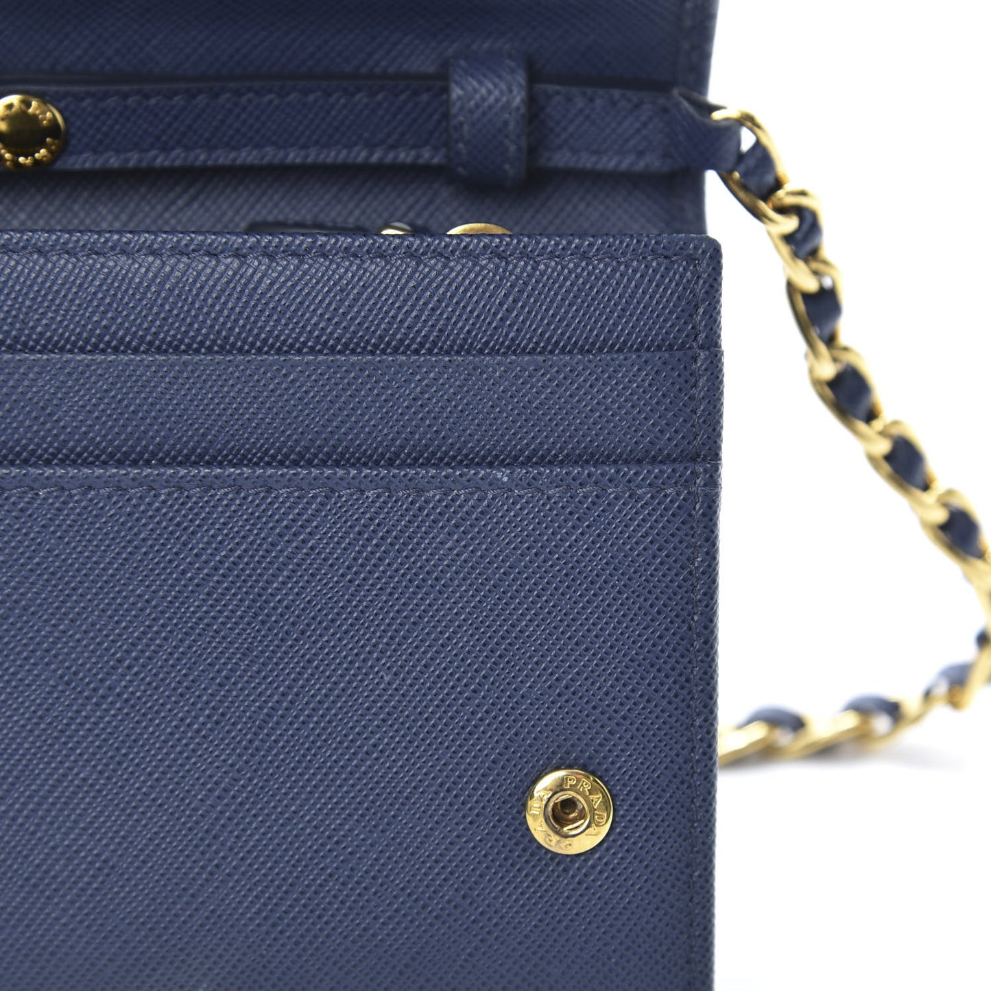 Saffiano Metal Oro Chain Wallet Bleuette