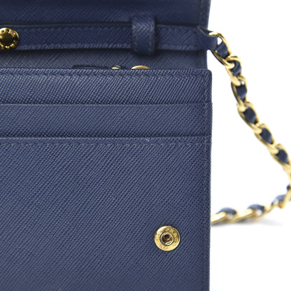 Prada Saffiano Metal Oro Chain Wallet Bleuette 14 of 15