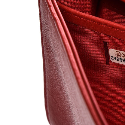 Chanel Grained Calfskin Quilted Label Click Large Gusset Flap Wallet Red 8 of 10