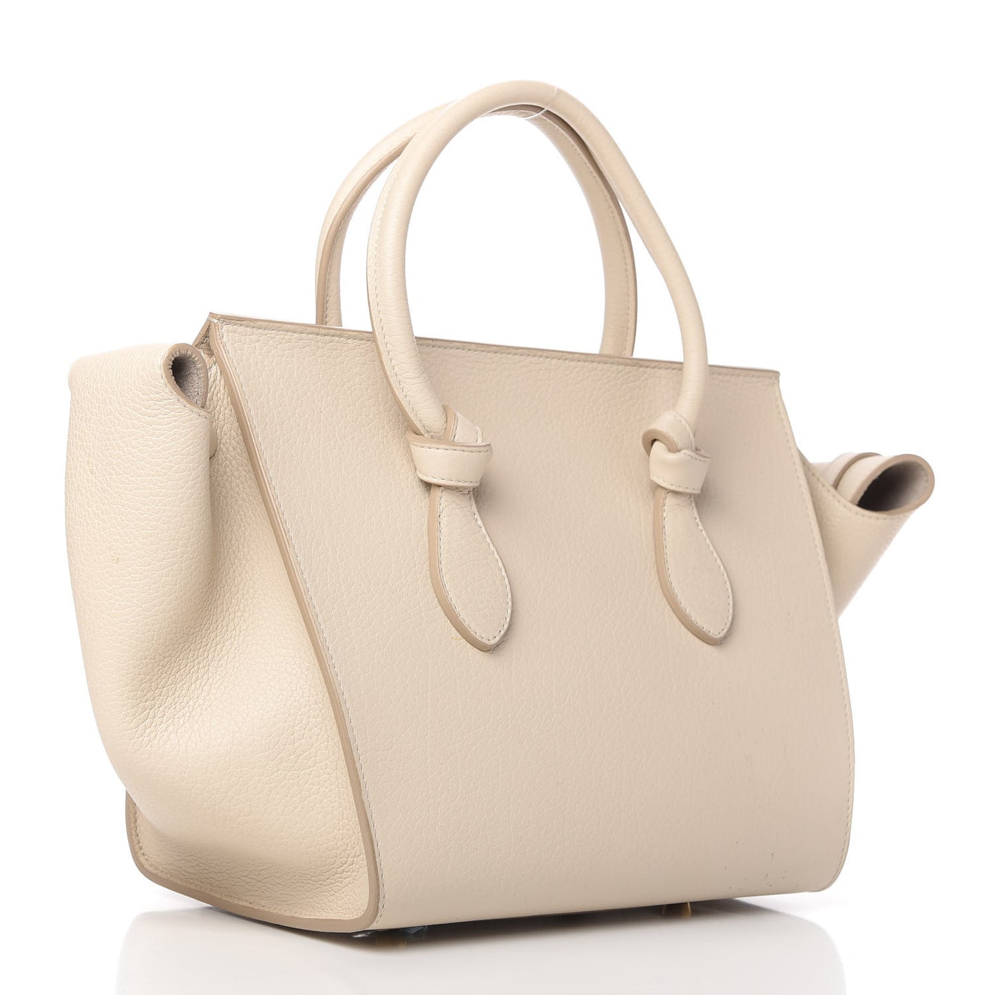 Crisped Calfskin Mini Tie Knot Tote Chalk