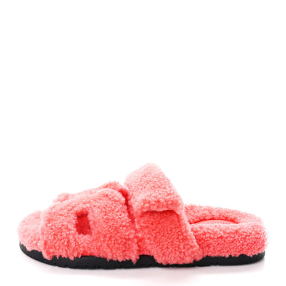 Hermes Woolskin Womens Chypre Sandals 38.5 Rose Du Desert 1 of 9