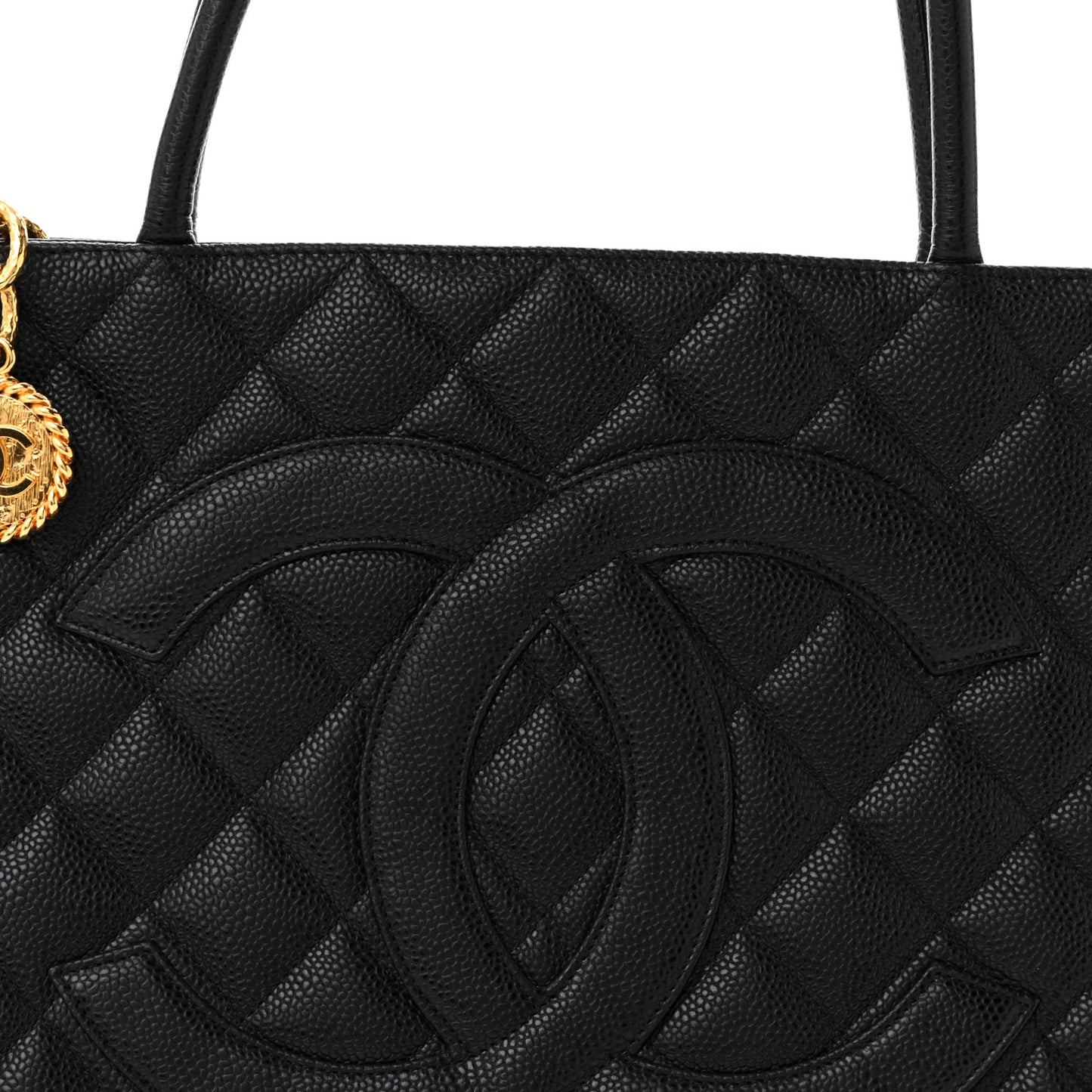 Caviar Quilted Medallion Tote Black